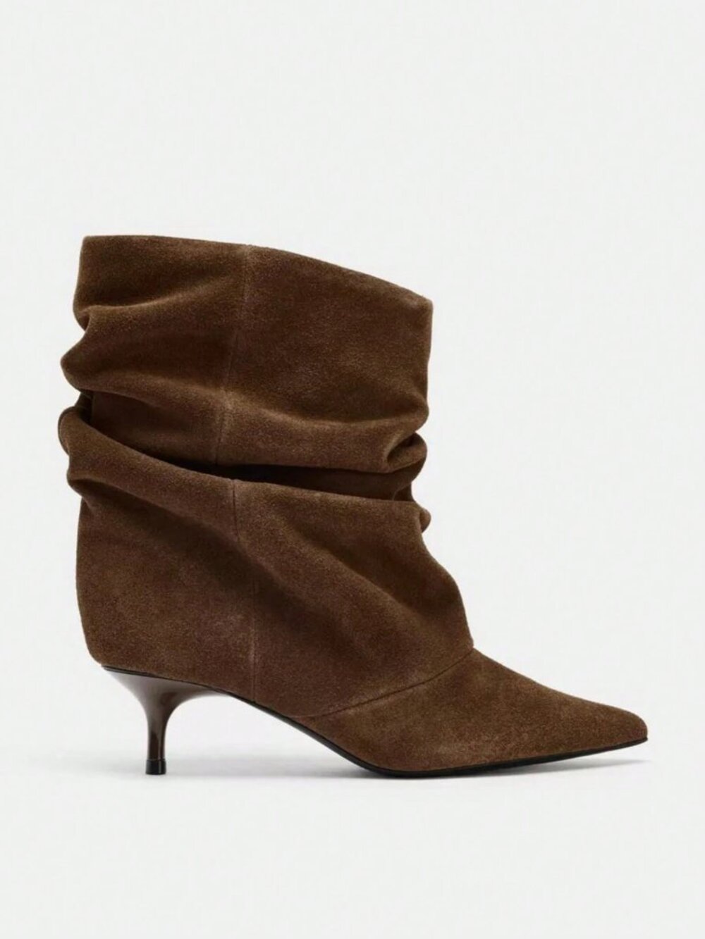 Brown Women's boho ruched Casual heeled Boots - Picture 3 of 11